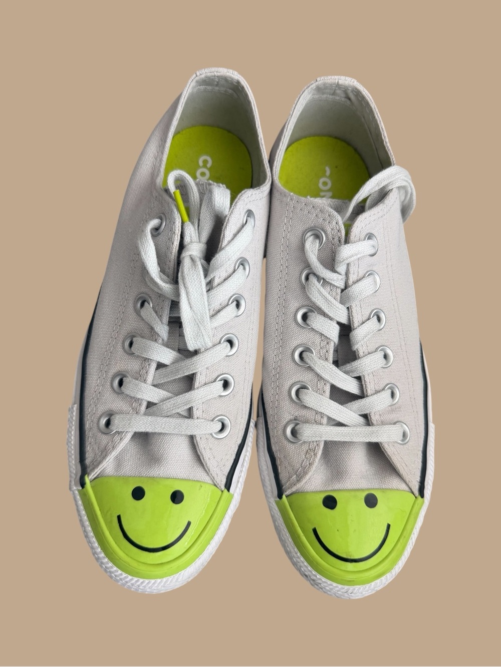Converse Canvas Sneakers with Neon Green Smile Toe